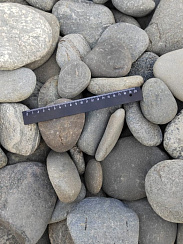 Kamenclub.ru: Галька речная плоская (серо-белая) фр. 70-120 мм. купить в Санкт-Петербурге галька галечник речной серый, белый окатанная плоская  природная галька 9000 руб/т   фото КАМЕНЬ КЛУБ