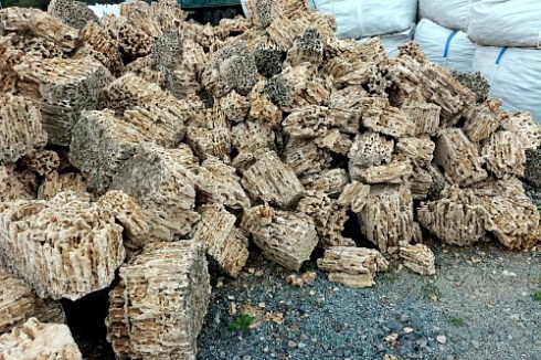 Kamenclub.ru: Крымский природный меотис фр. 100-500 мм.  купить в Санкт-Петербурге меотис бежевый рыжий молочный желтый ракушечник 4 500 руб/т   фото КАМЕНЬ КЛУБ