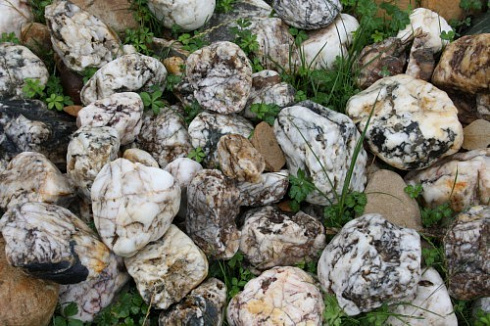 Kamenclub.ru: Кварцевый валунчик фр.100-300 мм.  купить в Санкт-Петербурге кварц белый, бежевый молочный рыжий крупный природный камень галечник 7850 руб/т   фото КАМЕНЬ КЛУБ