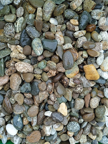 Kamenclub.ru: Галька горная речная окат (цветная) фр. 20-40 мм. купить  в Санкт-Петербурге галька речная серый синий бежевый белый окатанная речная галька ландшафтная 6800 руб/т   фото КАМЕНЬ КЛУБ