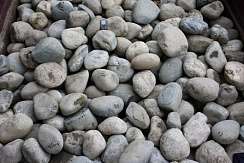 Kamenclub.ru: Речной валун (Ассорти) фр.100-300 мм.  купить в Санкт-Петербурге галечник серый, темно-серый, светло-серый речная галька крупных размеров 4200 руб/т   фото КАМЕНЬ КЛУБ